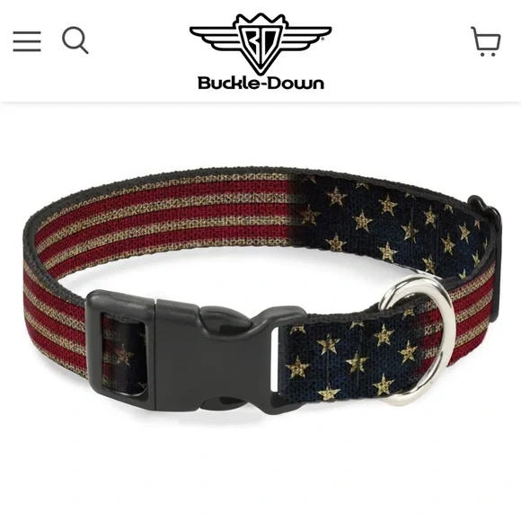 2/$20 NEW Vintage US Flag Dog Pet Collar Adjustable LARGE 15” - 26” Neck Size