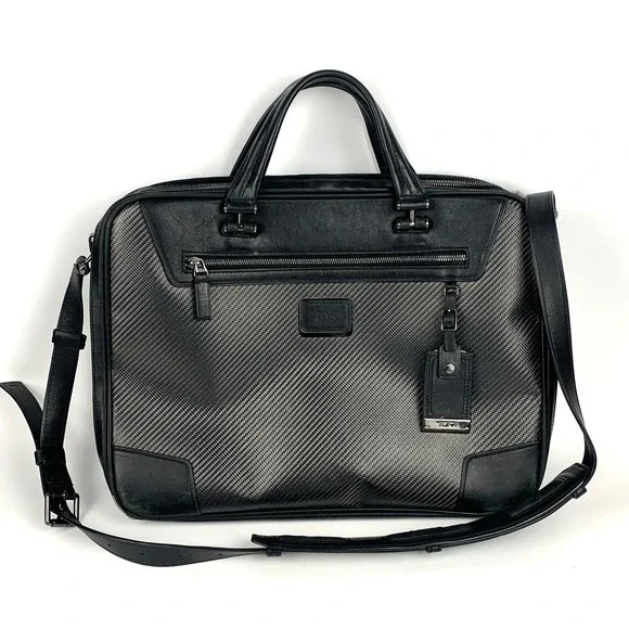 Tumi CFX Carbon Fiber Marina Medium Briefcase Luxury Black Bag Messenger