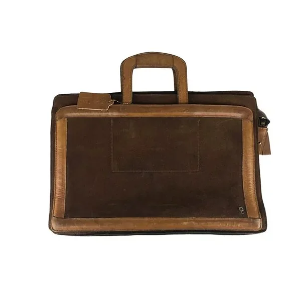 Michael‎ Scott Unisex Adult Brown Suede Double Top Handle Briefcase Bag