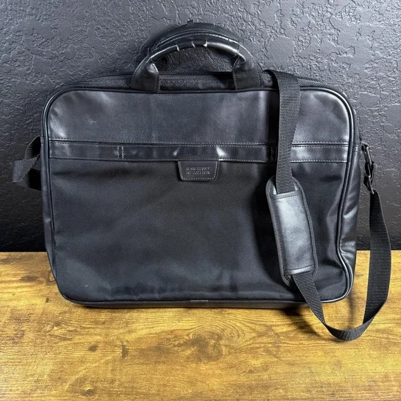Kenneth Cole Reaction R-Tech Black Ballistic Nylon Laptop Briefcase Bag Large