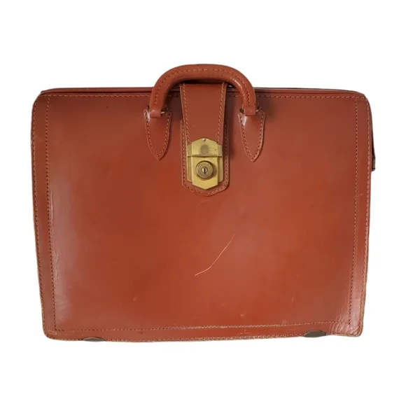 Vintage Brown Cowhide Multi Sectioned Hardcover Briefcase Medium Size