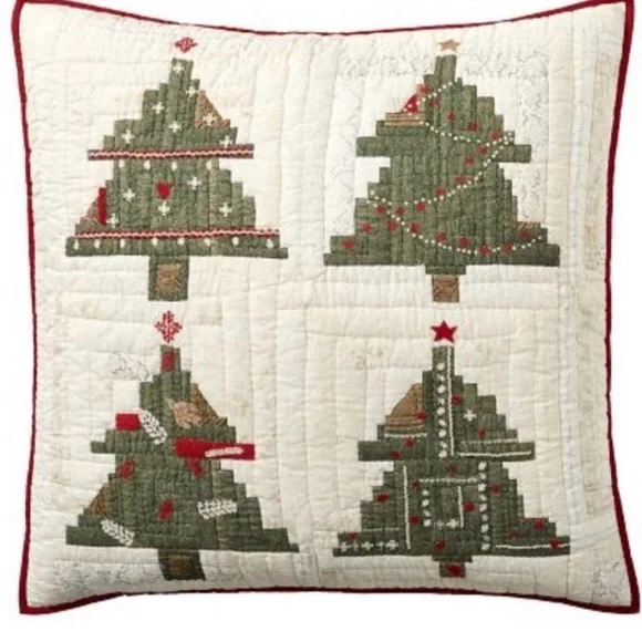 Pottery Barn Arden Tree Euro Sham Applique Quilted 26