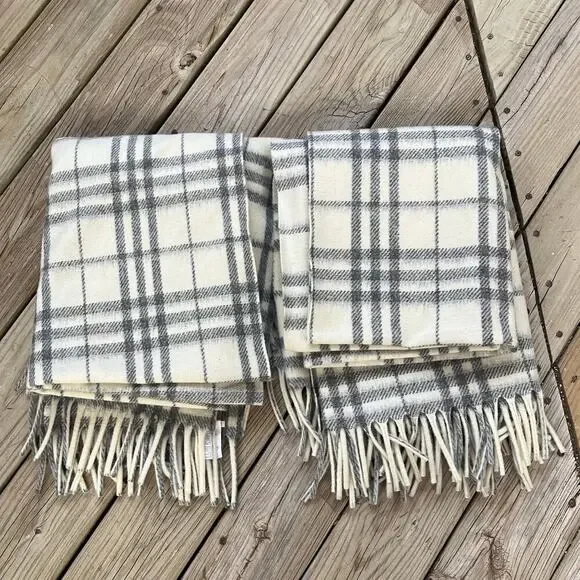 Pottery Barn Blankets Grey And White Plaid Set Of Two 50