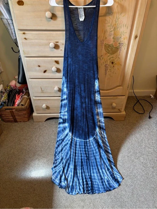 Free People Navy Blue Ribbed Tank Maxi Dress