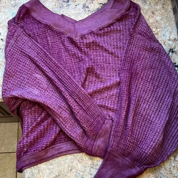 Free People Purple Waffle Knit Sweater
