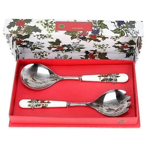 NIB Portmeirion Holly and Ivy Salad Servers