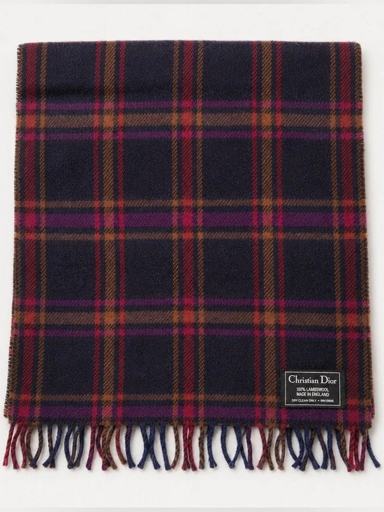 Dior lambswool plaid scarf