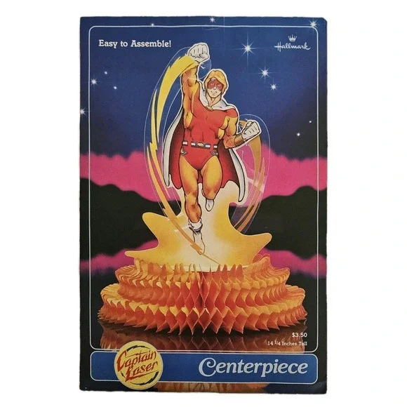 RHTF Captain Laser Hallmark Honeycomb Centerpiece Vintage 1982 NOS 14.25