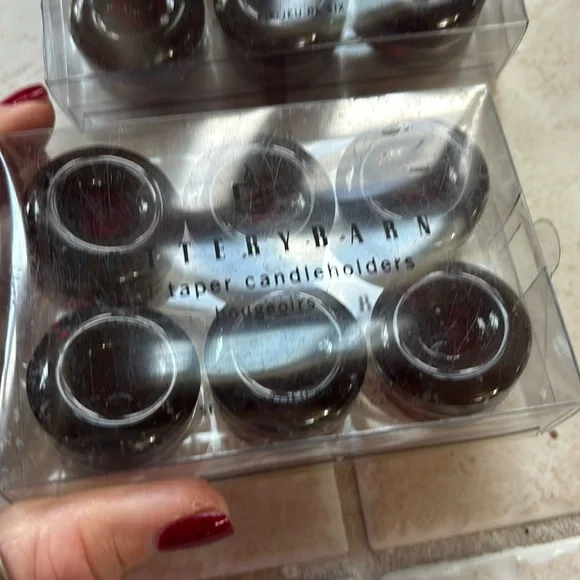Pottery Barn Red Mini Candle Holders