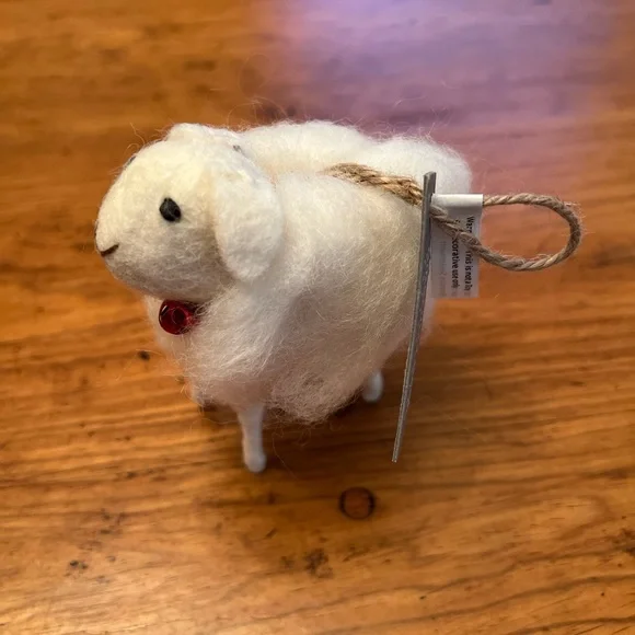 NWT - Pottery Barn Wool Sheep Ornament
