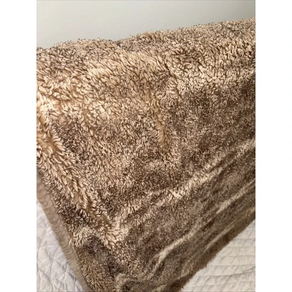 Pottery Barn shades of Brown Faux Fur Throw Blanket - 50 x 60