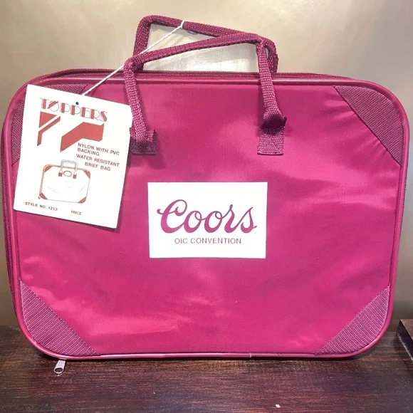 NWT Vintage Toppers Coors Beer OIC Convention Nylon Brief Bag Water‎ Resistant