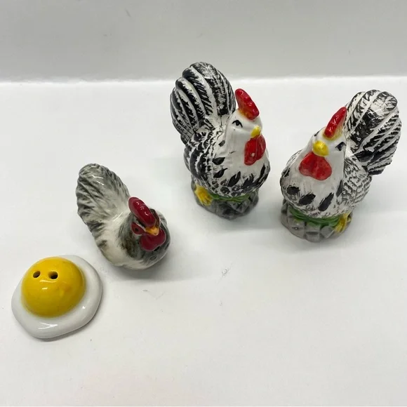 Chicken Salt & Pepper Shakers Chicken & Egg Shakers 2 Sets Farmstyle Cottagecore
