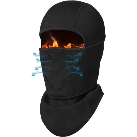 Kids Breathable Balaclava Ski Mask Movable Face Part, Black