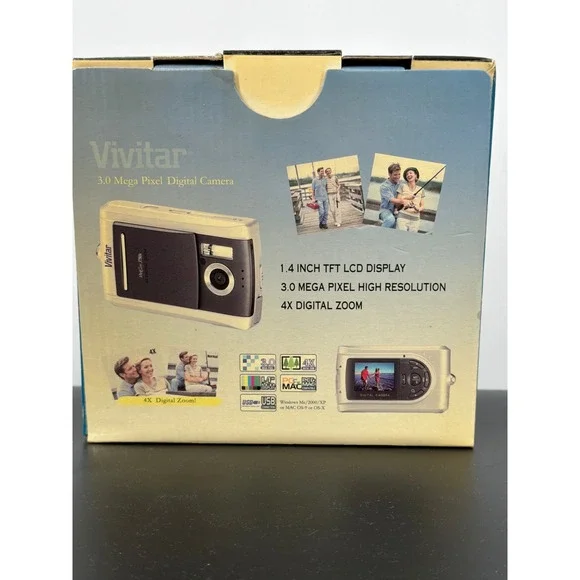 Vivitar ViviCam 3780s 3.0MP Digital Camera Silver‎ Black Y2K Vintage Digicam Box