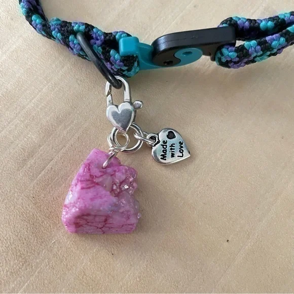 $10 SALE Pet Handmade Cat Dog Collar Charm Pink Sparkle Love Metal Heart