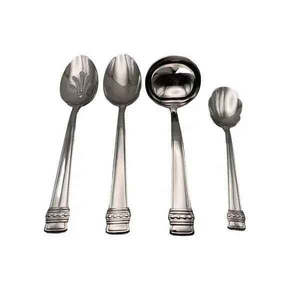 Lenox Hancock Platinum 4pc Server Set 18/8 Stainless F1atware GLOSSY RARE NOS