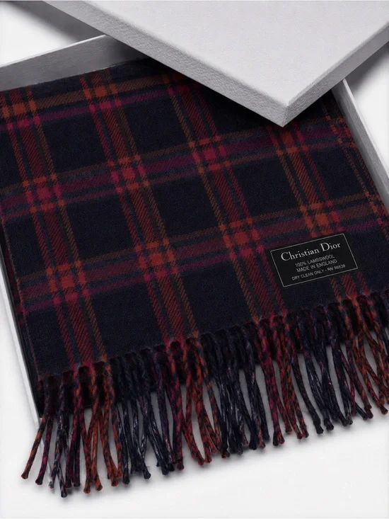 Dior lambswool plaid scarf