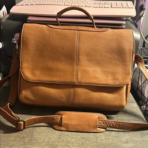 David King &‎ Co 163 Letter Size Porthole Briefcase in Tan Genuine Leather