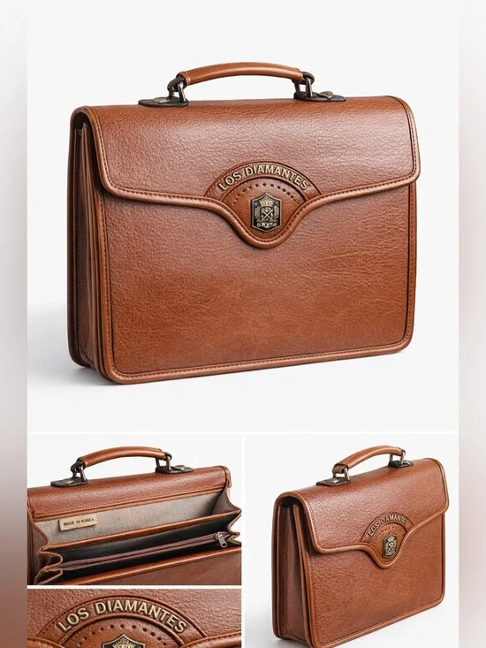 Vintage Los Diamantes Leather Briefcase Satchel Made in Korea Luxury Bag Attache