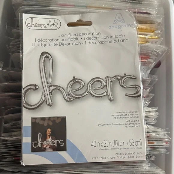 Silver 'Cheers' Air-Filled Decoration