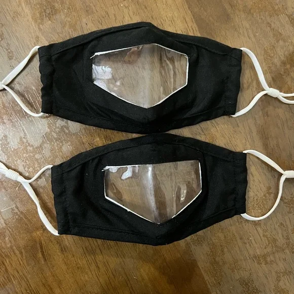 2 clear mouth masks for children kids