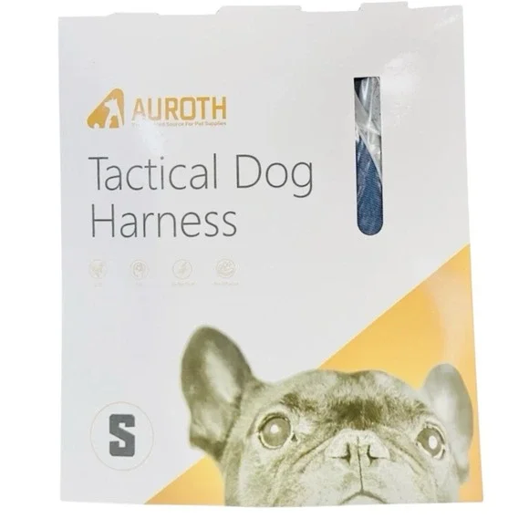 Auroth Tactical Dog Harness for Small Dogs‎ No Pull Adjustable Denim Blue