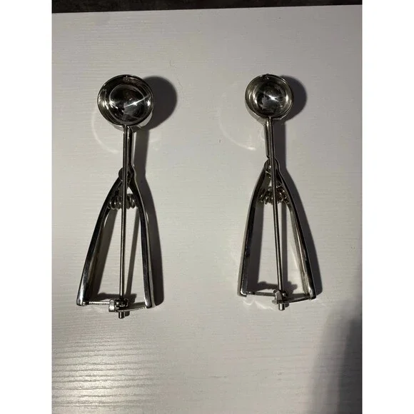 Set of 2 Stainless Steel Cookie Dough Scoops Trigger Release Baking