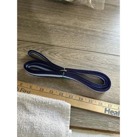 Blue Ombre Nylon Dog Leash 4ft Braided Gradient Navy White Silver Swivel Hook