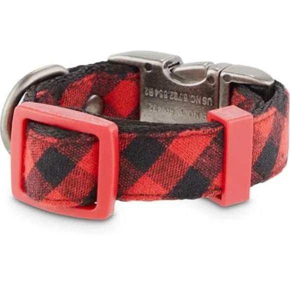 Bond & Co Buffalo Check Adjustable Dog Collar-Size XS/S 8-12in