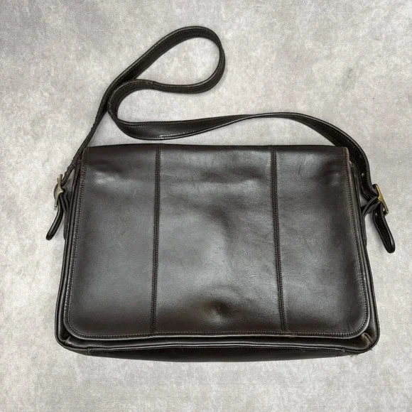 COACH 30310 Brown Leather Men's Briefcase Messenger Bag Shoulder Strap