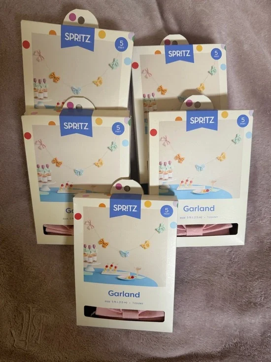Spritz Pastel Bow Garland Brand New (lot of 5)