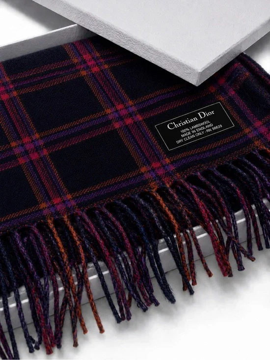 Dior lambswool plaid scarf