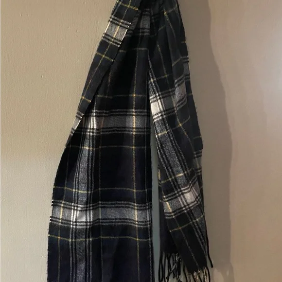 Authentic Unisex Vintage Christian Dior classic Blue & Yellow Plaid Scarf