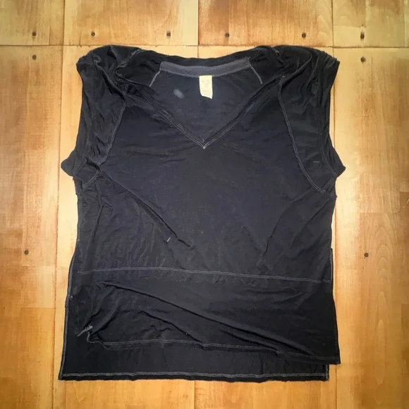 We The Free Free People Black V-Neck Sleeveless Top Contrast Stitch Small