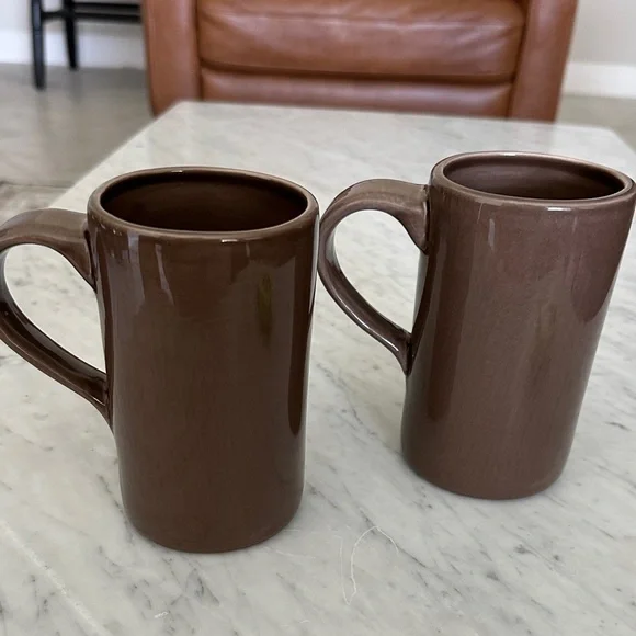Pottery Barn Brown Ceramic Mug Set of 2