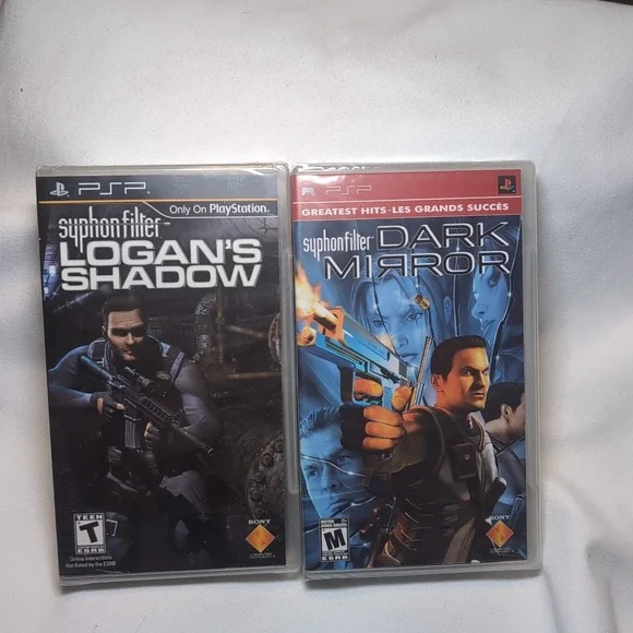 NIB Sony Playstation PSP Syphon Filter Logans Shadow & Dark Mirror NEW Sealed