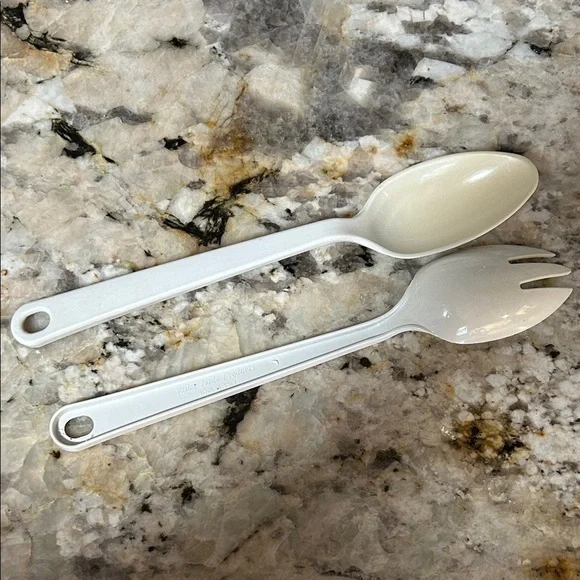Tailor Made Products White Serving Spoon and Fork Set good condition
