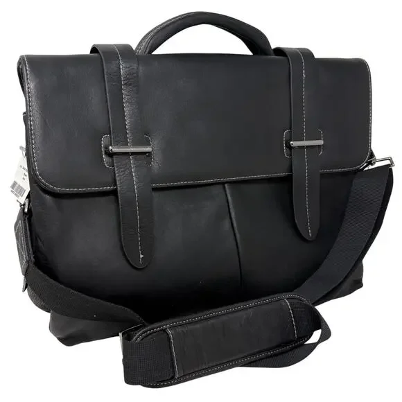 NEW! Danier Leather Laptop Duffle Bag Travel Career Professional Black Career
