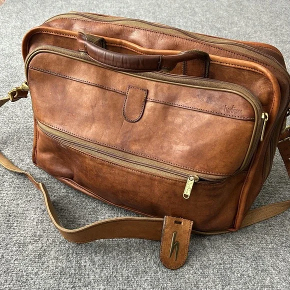 Hartmann‎ Bag Attache Brown Leather Laptop Soft Case Shoulder Briefcase Travel