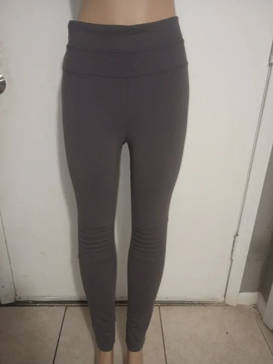 Free People Gray High-Waist Ribbed Knee Leggings