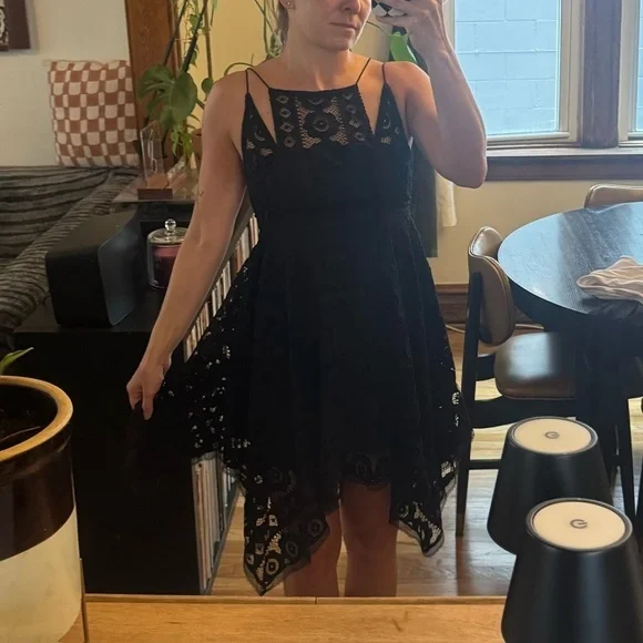 Free People Black Asymmetrical Sundress Cocktail