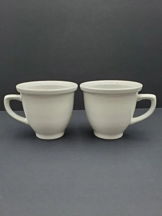 Pottery Barn Large White Rimmed Mugs Oversized White Soup Coffee Mugs