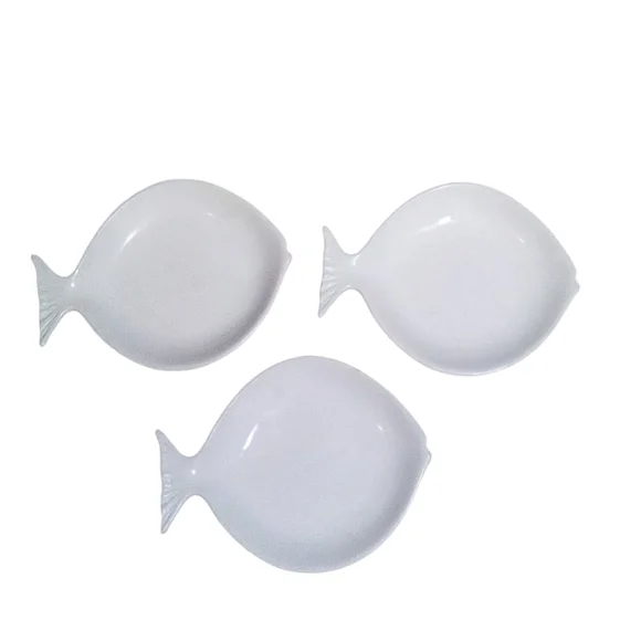 Pottery Barn White Fish Appetizer Plates Coastal Beach Serving Dishes