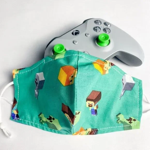 Minecraft face mask with nose wire for kids
