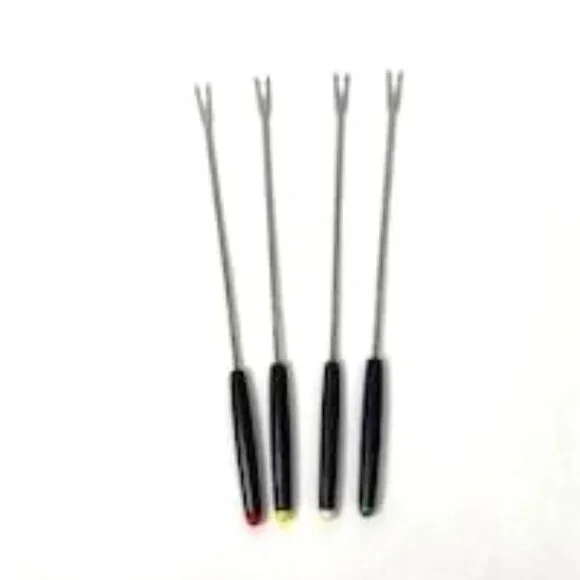 Vtg Fondue Forks Skewers Wood Handle Colored Tips Japan MCM Retro Party