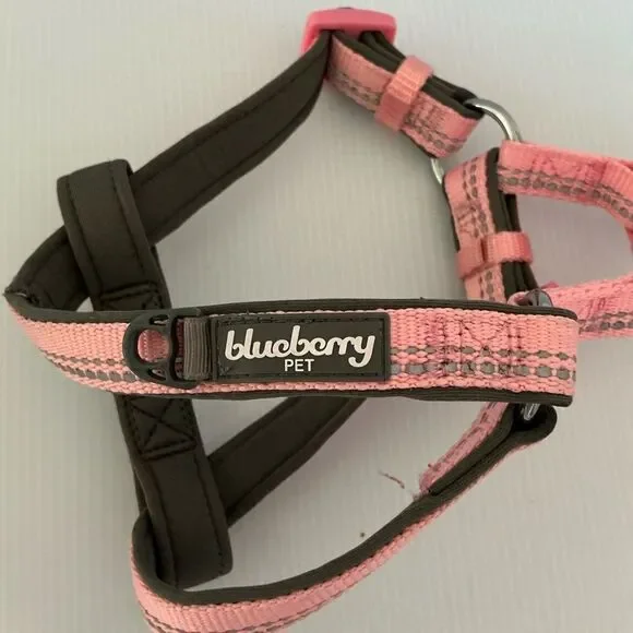 Blueberry Pet Pink and Black Dog Harness with reflective stripe