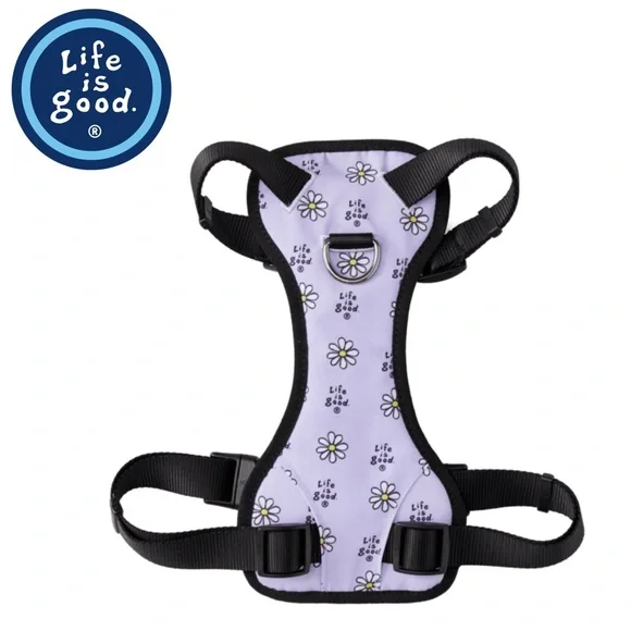 Life is Good Vintage Daisy Dog Harness- Lilac Purple