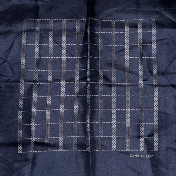 Christian Dior Navy Blue & White Scarf / Handkerchief LIKE NEW
