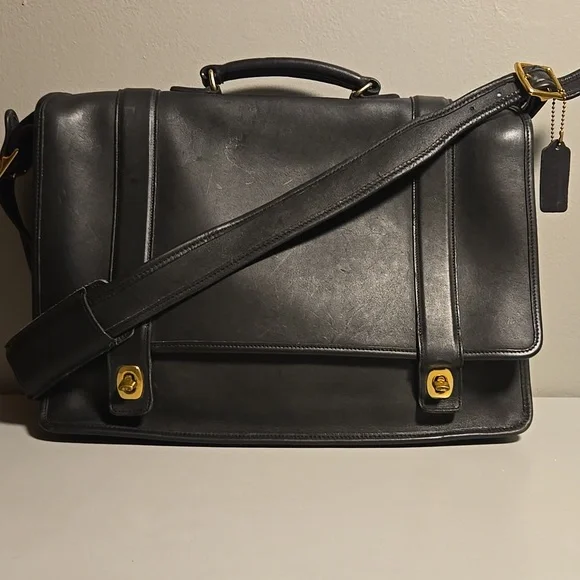 Coach Vintage Leather Briefcase Black
